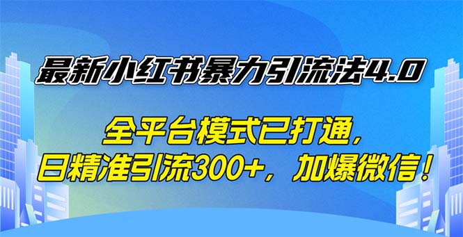 （12505期）最新小红书暴力引流法4.0， 全平台模式已打通，日精准引流300+，加爆微…-木木源码网