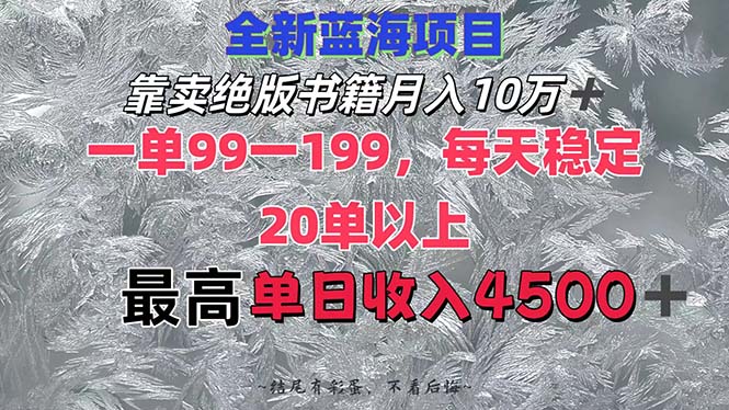 （12512期）靠卖绝版书籍月入10W+,一单99-199，一天平均20单以上，最高收益日入4500+-木木源码网