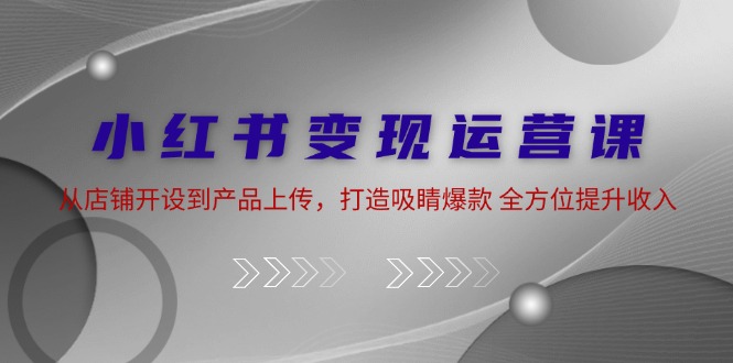 （12520期）小红书变现运营课：从店铺开设到产品上传，打造吸睛爆款 全方位提升收入-木木源码网