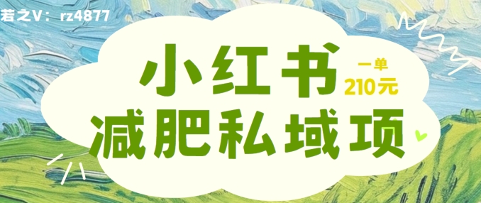 小红书减肥粉，私域变现项目，一单就达210元，小白也能轻松上手【揭秘】-中创网_分享中创网创业资讯_最新网络项目资源-木木源码网