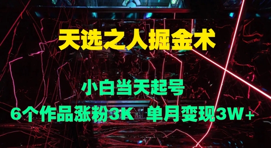 天选之人掘金术，小白当天起号，6个作品涨粉3000+，单月变现3w+-中创网_分享中创网创业资讯_最新网络项目资源-木木源码网