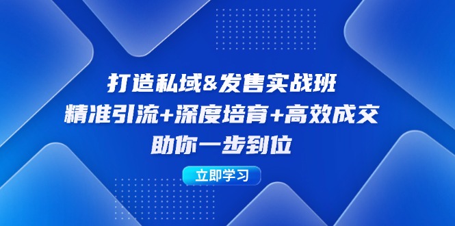 （12642期）打造私域&amp;发售实操班：精准引流+深度培育+高效成交，助你一步到位-木木源码网